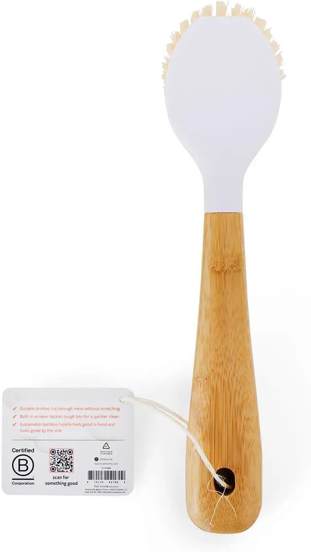 Alt view image 2 of 7 - Full Circle Daily Dish Brush, Bamboo Grip & Strong Bristles for Pots & Pans | A sustainable, natural scrubber with tough bristles that tackles nonstick pans & cast iron cookware.