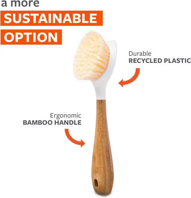 Alt view image 4 of 7 - Full Circle Daily Dish Brush, Bamboo Grip & Strong Bristles for Pots & Pans | A sustainable, natural scrubber with tough bristles that tackles nonstick pans & cast iron cookware.