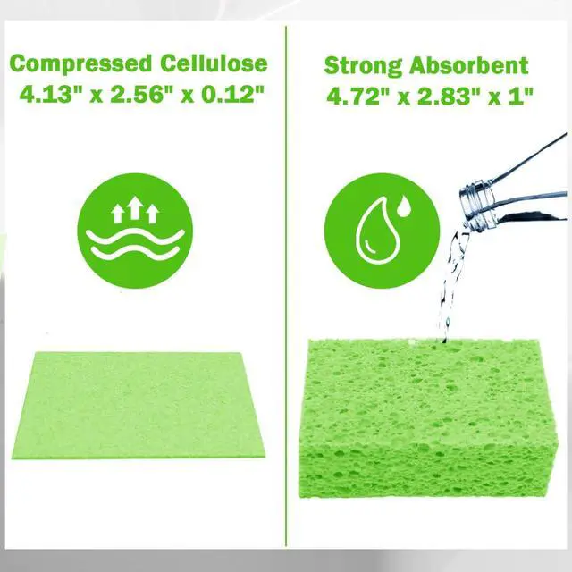 Alt view image 2 of 7 - YoleShy Sponge Kitchen Natural Cellulose Sponges 10 Pack Compressed Sponges for Cleaning Reusable Dish Sponge Kitchen Non-Scratch DIY