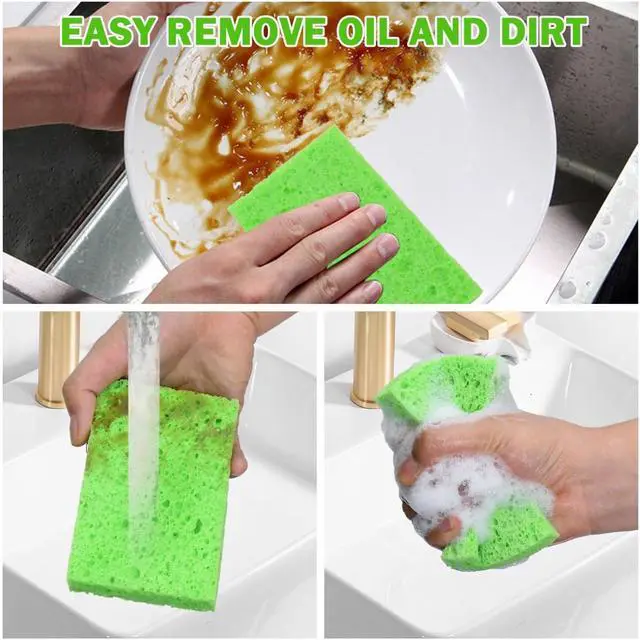 Alt view image 3 of 7 - YoleShy Sponge Kitchen Natural Cellulose Sponges 10 Pack Compressed Sponges for Cleaning Reusable Dish Sponge Kitchen Non-Scratch DIY