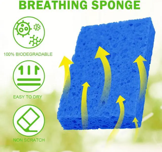 Alt view image 6 of 7 - YoleShy Sponge Kitchen Natural Cellulose Sponges 10 Pack Compressed Sponges for Cleaning Reusable Dish Sponge Kitchen Non-Scratch DIY