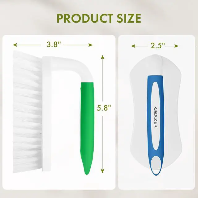 Alt view image 2 of 7 - Amazer Scrub Brush for Cleaning Comfort Grip Shower Scrubber Flexible Stiff Bristles with Handle Heavy Duty Cleaner Brush for Tub Sink Carpet Floor - Pack of 2 (Blue+Green)