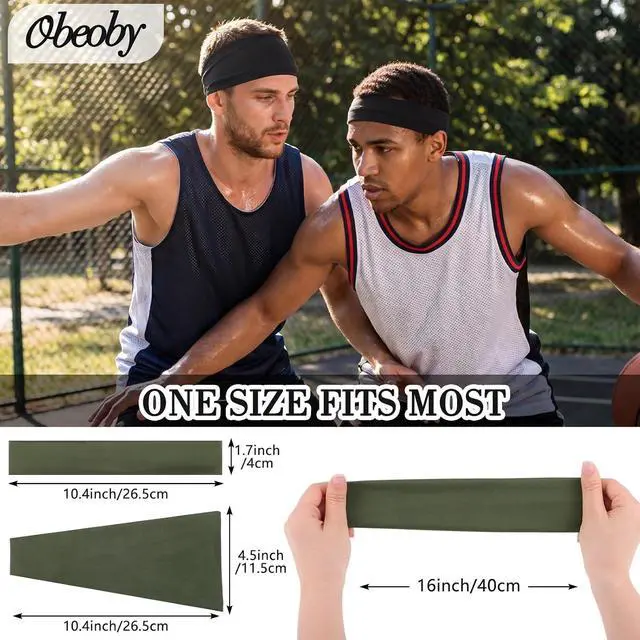 Alt view image 2 of 7 - obeoby Headbands for Men, Soft Elastic Sports Sweatbands Hair Band
