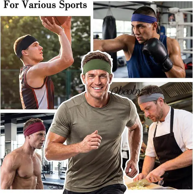 Alt view image 5 of 7 - obeoby Headbands for Men, Soft Elastic Sports Sweatbands Hair Band