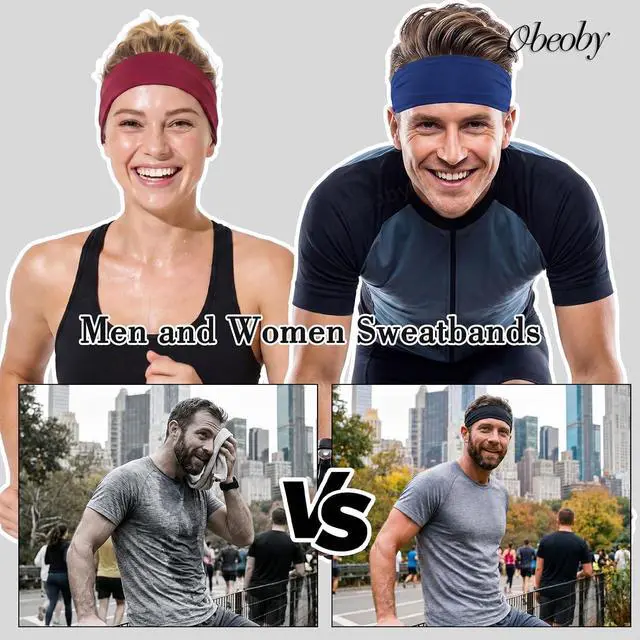 Alt view image 6 of 7 - obeoby Headbands for Men, Soft Elastic Sports Sweatbands Hair Band