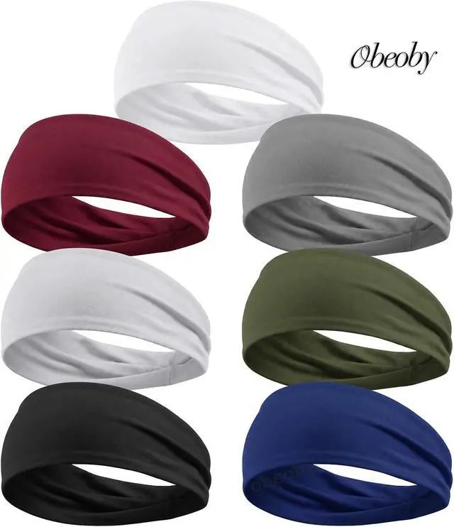 Alt view image 7 of 7 - obeoby Headbands for Men, Soft Elastic Sports Sweatbands Hair Band