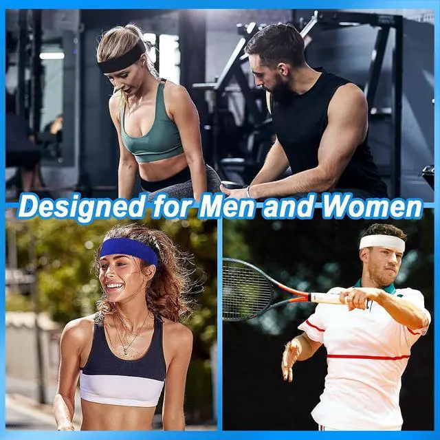 Alt view image 4 of 7 - Sweatbands Sport Headbands for Men & Women, Sweat Head Bands Moisture Wicking Sport Headband Cotton Sweatbands for Basketball, Athletic Exercise, Running