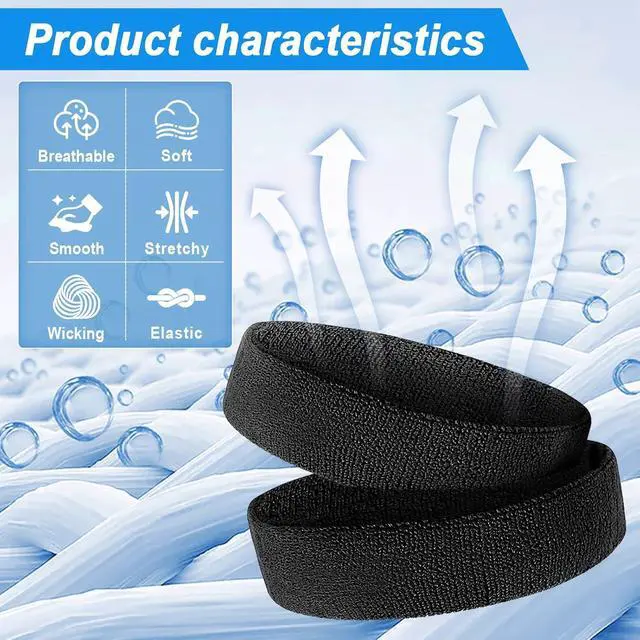 Alt view image 6 of 7 - Sweatbands Sport Headbands for Men & Women, Sweat Head Bands Moisture Wicking Sport Headband Cotton Sweatbands for Basketball, Athletic Exercise, Running