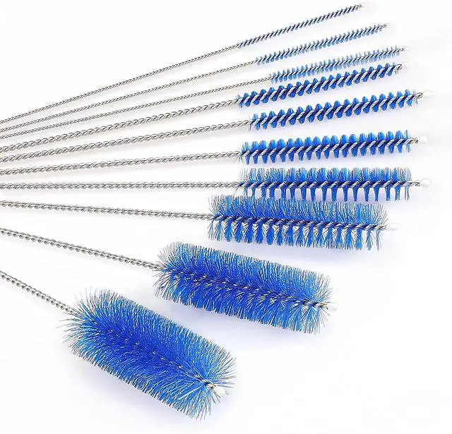Alt view image 6 of 7 - CiaraQ Bottle Cleaning Brushes, 8 Inch Nylon Tube Brush Set | Navy Blue Cleaner for Narrow Neck Bottles Cups with Hook, Set of 10pcs.