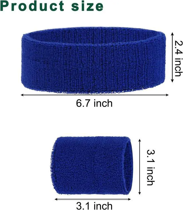 Alt view image 2 of 7 - Sucrain 3 Pieces Sweatbands Set, 1 Pieces Sports Headband and 2 Pieces Wristbands, Wicking Sweat Head Band for Men Women Outfit Sport