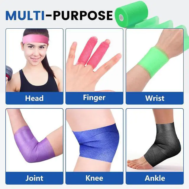 Alt view image 4 of 7 - 9 Pack Pre Wrap Tape, 9 Colors 2.76 Inch x 11 Yards Prewrap Athletic Tape | Pre Wrap Foam Underwrap Tape, Soccer Pre Wrap Tape, Prewrap Tape for Hair, Wrists, Hands, Ankles, Knees