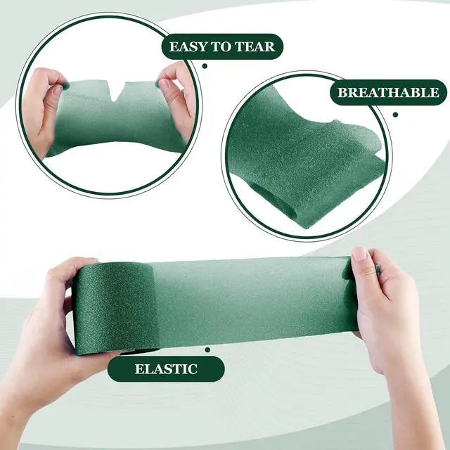 Alt view image 2 of 5 - Nuanchu 30 Yards Prewrap Athletic Tape Foam Underwrap Sports, Dark Green | Underwrap Tape Foam, Underwrap Bandage, For Wrists, Hair Ties, Ankles, Knees, Elbows, 2.76" Wide Foam Roll, No Sticky Residue