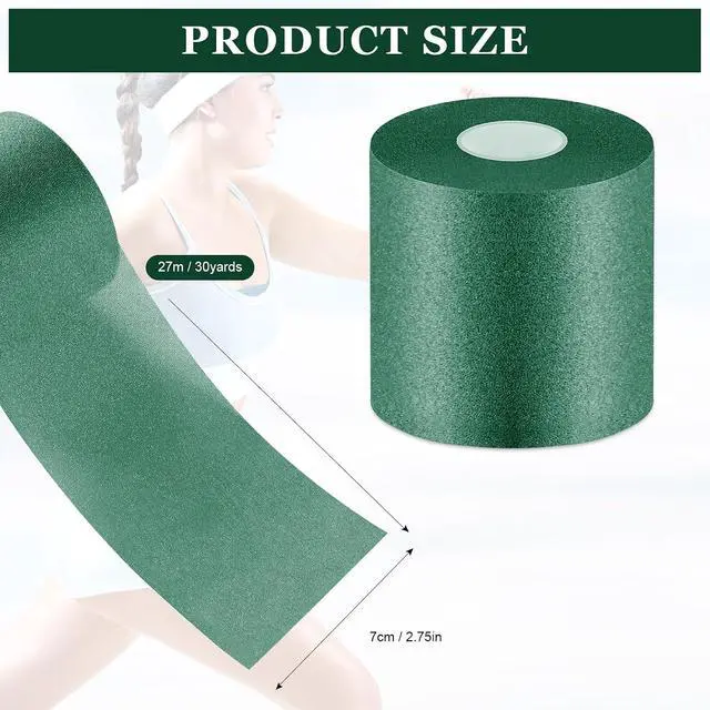 Alt view image 3 of 5 - Nuanchu 30 Yards Prewrap Athletic Tape Foam Underwrap Sports, Dark Green | Underwrap Tape Foam, Underwrap Bandage, For Wrists, Hair Ties, Ankles, Knees, Elbows, 2.76" Wide Foam Roll, No Sticky Residue