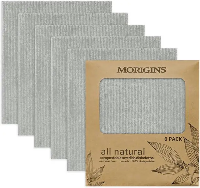 Main image of Wholesale Swedish Dish Cloths - 6 Pack Reusable Compostable Kitchen Cloth,Cellulose Sponge Dish Cloths Dish Towel Set (Grey)