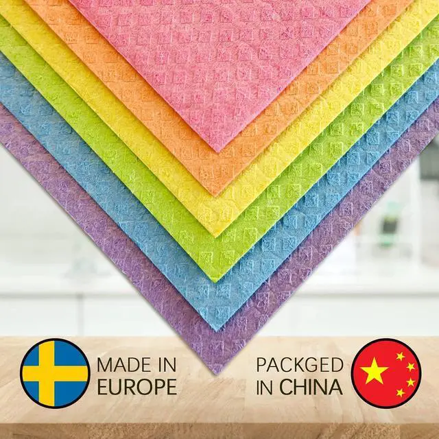 Alt view image 4 of 7 - Wholesale Swedish Dish Cloths - 6 Pack Reusable Compostable Kitchen Cloth,Cellulose Sponge Dish Cloths Dish Towel Set (Grey)