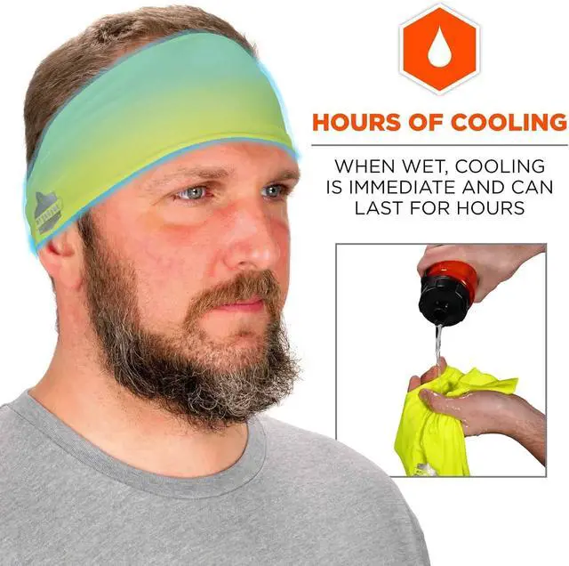 Alt view image 2 of 7 - Ergodyne Chill-Its 6634 Cooling Headband, Sports Headbands for Men and Women, Moisture Wicking