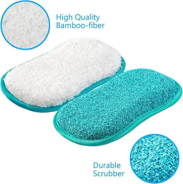 Alt view image 2 of 7 - Reusable Sponges for Dishes, Kitchen Sponge for Washing Dishes Pack 5/10 | Non Scratch Washable Scrubber, Dishcloth No Odor Multipurpose Scrub Pads Heavy Duty for Dawn Dish Soap Cleaning of Sink Pans