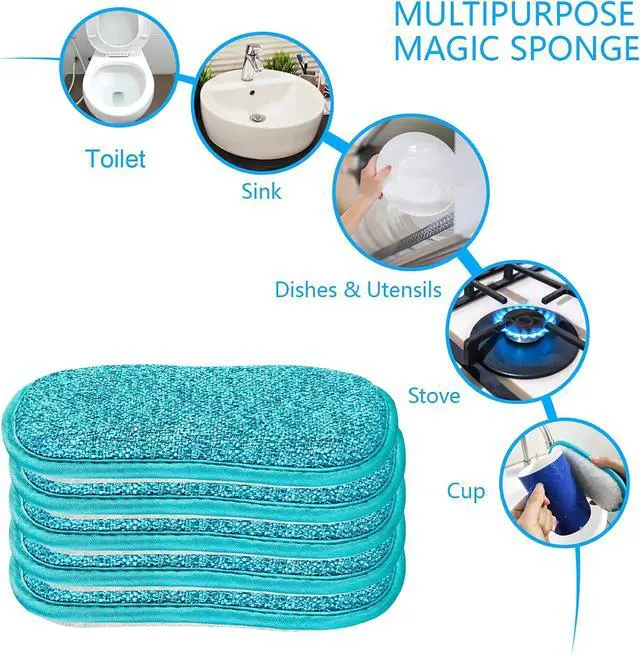 Alt view image 4 of 7 - Reusable Sponges for Dishes, Kitchen Sponge for Washing Dishes Pack 5/10 | Non Scratch Washable Scrubber, Dishcloth No Odor Multipurpose Scrub Pads Heavy Duty for Dawn Dish Soap Cleaning of Sink Pans