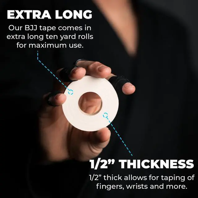 Alt view image 2 of 7 - Gold BJJ Jiu Jitsu Tape - Strong Athletic Finger Tape, 1/2" x 30' - Protect Fingers and Toes in MMA, Judo, Wrestling, Martial Arts, Rock Climbing