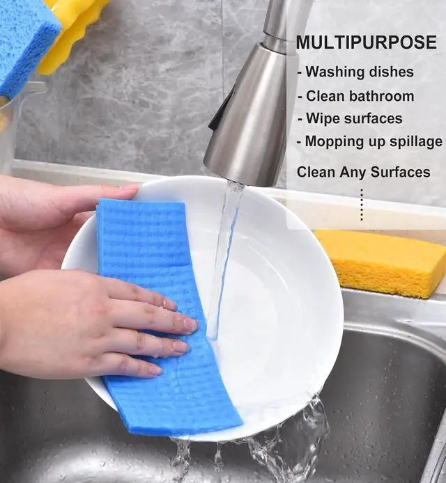 Alt view image 2 of 6 - METUUTER 10 Pack Swedish DishCloths for Kitchen Cleaning Dish Cloths | Reusable Kitchen Dishcloths, Swedish Dish Towels Compostable Cellulose Dish Clothes for Household, Multi-Surface Use