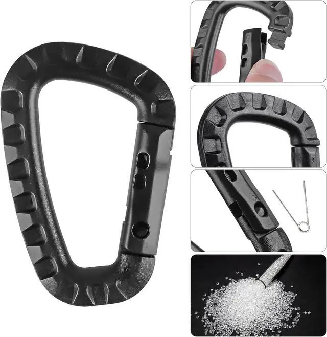 Alt view image 2 of 6 - 16 Pack Tactical Carabiners Keychain D Rings Spring Snap Gear Clip Utility Hooks Backpack Hanging Buckle Travelling for Camping