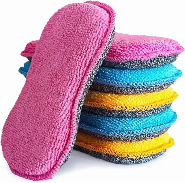Main image of UPSTAR Dish Sponges Kitchen, Microfiber Cleaning Scrubber for Dishwashing, Sink, Basin and Multi-Pupose, Non-Scratch Pack of 6