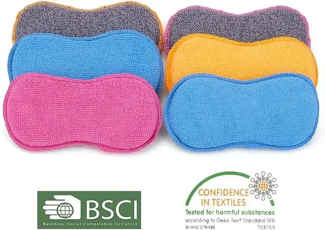 Alt view image 5 of 5 - UPSTAR Dish Sponges Kitchen, Microfiber Cleaning Scrubber for Dishwashing, Sink, Basin and Multi-Pupose, Non-Scratch Pack of 6
