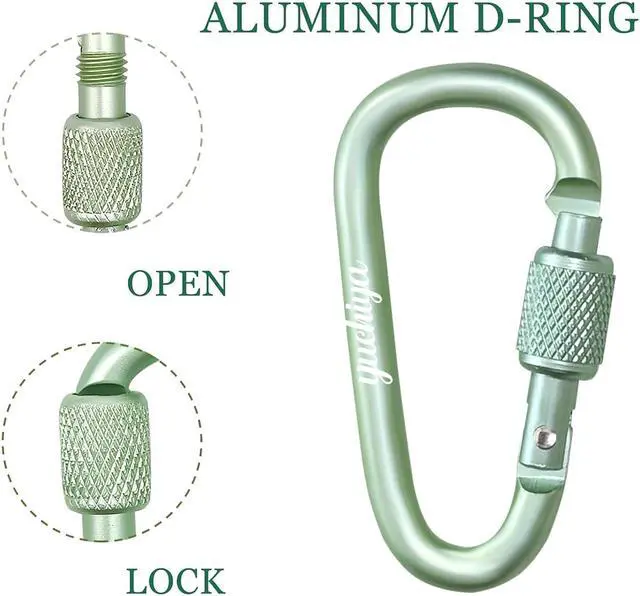 Alt view image 2 of 7 - YUCHIYA 8 Pack D-Shape Carabiner Clasp with Screw Gate, 2.2 Inch Mini Keychain Clip Key Chain Buckle, Aluminum Alloy Keyrings Hook for Outdoor Hiking not for Climbing