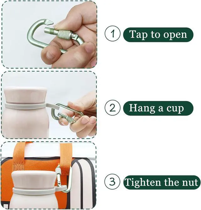 Alt view image 4 of 7 - YUCHIYA 8 Pack D-Shape Carabiner Clasp with Screw Gate, 2.2 Inch Mini Keychain Clip Key Chain Buckle, Aluminum Alloy Keyrings Hook for Outdoor Hiking not for Climbing