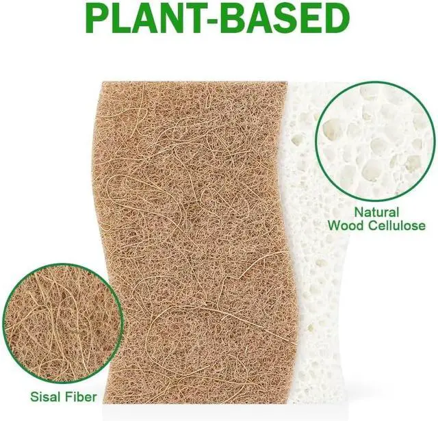 Alt view image 2 of 7 - AIDEA Sponges Non Scratch, 6Count, Natural Sponge for Non Stick Cookware | Sponges Kitchen, Cellulose Scrub Sponge for Dishes, Cleaning Power for Kitchen, Bathroom, Household