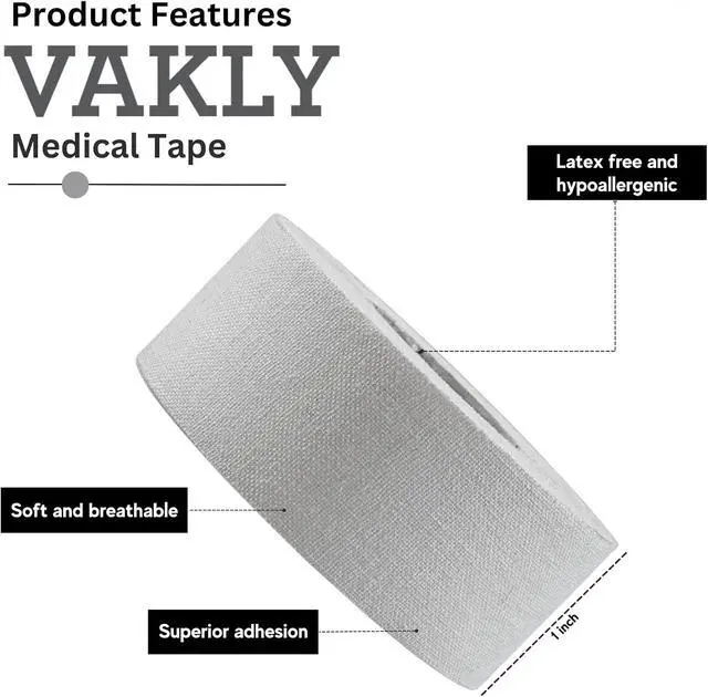 Alt view image 2 of 7 - Vakly Athletic Tape 1 in x 10 yd (3 Pack) Porous Breathable Cloth Sports Tape for Athletic Training, Muscle & Joint Support, Medical Adhesive Tape for Wrists, Ankles & Injuries