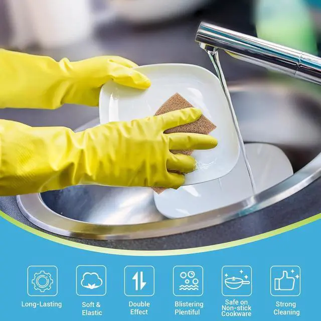 Alt view image 4 of 7 - AIDEA Sponges Non Scratch, 6Count, Natural Sponge for Non Stick Cookware | Sponges Kitchen, Cellulose Scrub Sponge for Dishes, Cleaning Power for Kitchen, Bathroom, Household
