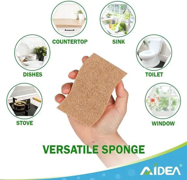 Alt view image 5 of 7 - AIDEA Sponges Non Scratch, 6Count, Natural Sponge for Non Stick Cookware | Sponges Kitchen, Cellulose Scrub Sponge for Dishes, Cleaning Power for Kitchen, Bathroom, Household