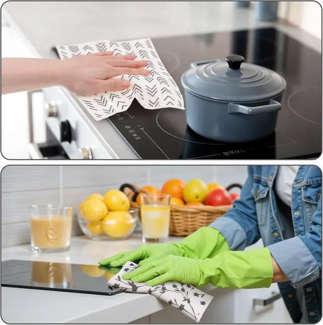 Alt view image 5 of 7 - Mabor 5 Pcs Swedish Dishcloths for Kitchen Geometric Washable Dish Rags Reusable Cleaning Paper Towels Absorbent Counter Dish Cloth Kitchen