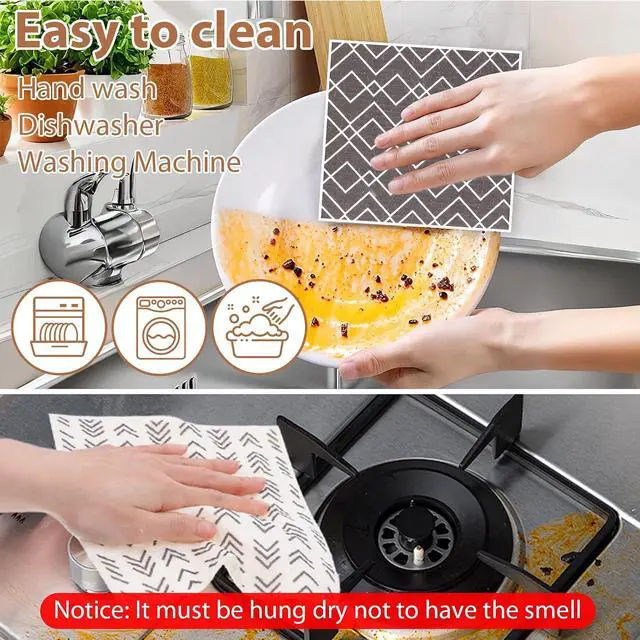 Alt view image 4 of 7 - Mabor 5 Pcs Swedish Dishcloths for Kitchen Geometric Washable Dish Rags Reusable Cleaning Paper Towels Absorbent Counter Dish Cloth Kitchen