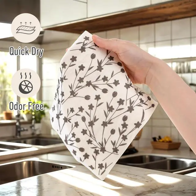 Alt view image 6 of 7 - Mabor 5 Pcs Swedish Dishcloths for Kitchen Geometric Washable Dish Rags Reusable Cleaning Paper Towels Absorbent Counter Dish Cloth Kitchen