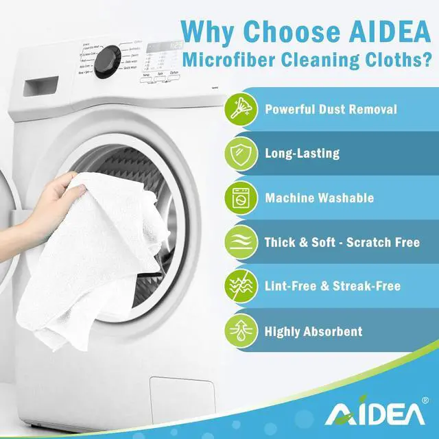 Alt view image 3 of 7 - AIDEA White Microfiber Cleaning Cloth-12PK, Cleaning Rags 12"x 12" Reusable | Microfiber Towels for Cars Lint Free, Absorbent Microfiber Rags, Kitchen Towel Dusting Cloth, Dish Rags for Home/Window