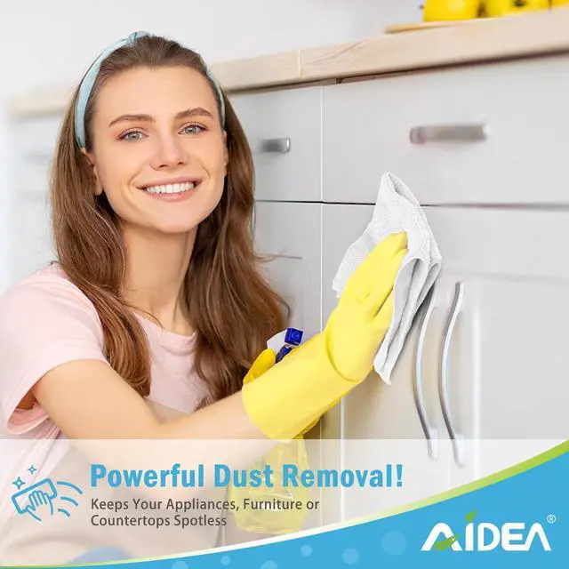 Alt view image 4 of 7 - AIDEA White Microfiber Cleaning Cloth-12PK, Cleaning Rags 12"x 12" Reusable | Microfiber Towels for Cars Lint Free, Absorbent Microfiber Rags, Kitchen Towel Dusting Cloth, Dish Rags for Home/Window