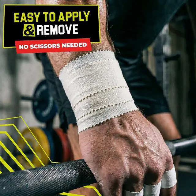 Alt view image 2 of 7 - White Athletic Tape for Sports with Extra Finger Tape - 3+1 Set | Easy-Tear, Sweat-Resistant & No Residue Tape for Boxing, Football, Climbing or Gymnastics for Wrist, Ankle & Hand Protection
