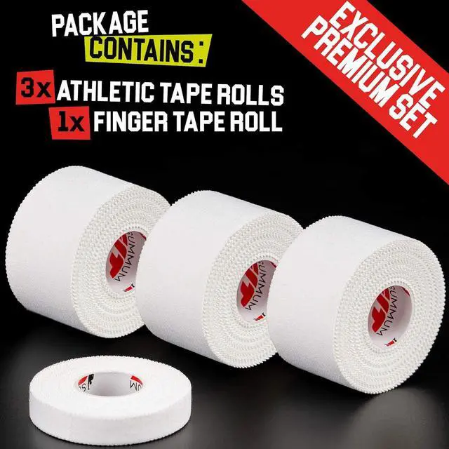 Alt view image 7 of 7 - White Athletic Tape for Sports with Extra Finger Tape - 3+1 Set | Easy-Tear, Sweat-Resistant & No Residue Tape for Boxing, Football, Climbing or Gymnastics for Wrist, Ankle & Hand Protection