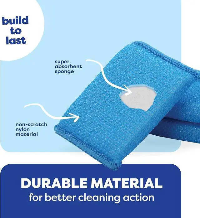 Alt view image 5 of 7 - SCRUBIT Multi-Purpose Scouring Pad - Non-Scratch Cleaning Sponges for Pots, Pans, Dishes, Utensils & Non-Stick Cookware - Scrubbing Pads Use for Kitchen, Bathroom - 6 Pack Dish Sponge - (Blue)