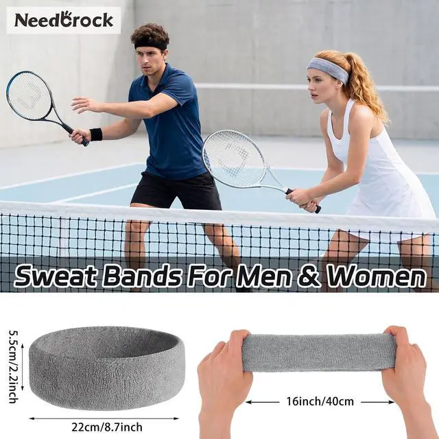 Alt view image 2 of 7 - Sweatbands Sports Headband for Men & Women, Moisture Wicking Hairband - Terry Cotton Sweat Band for Running, Gym