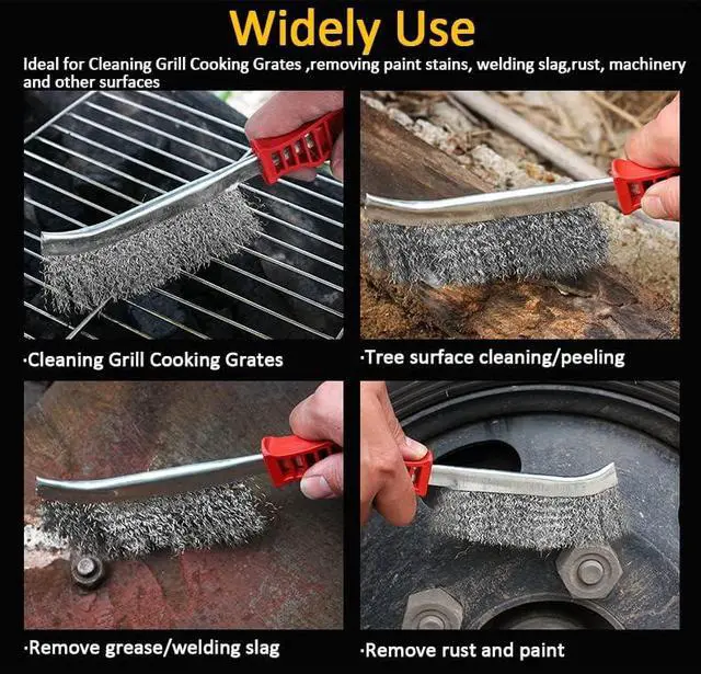 Alt view image 3 of 7 - Grill Brush and Scraper with Handle, BBQ Grill Cleaning Brush for Grill Wizard Grate Cleaner, Safe Wire Stainless Steel BBQ Brush, Grill Cleaner