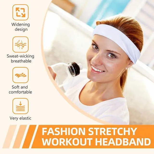 Alt view image 5 of 6 - Headbands for Women 8PCS, Summer-Exclusive Elastic Non Slip Hair Head Bands | Sweatbands head bands for women's hair, Soft Running Fashion Headband for Men & Women for Working Out, Travel, Daily Use