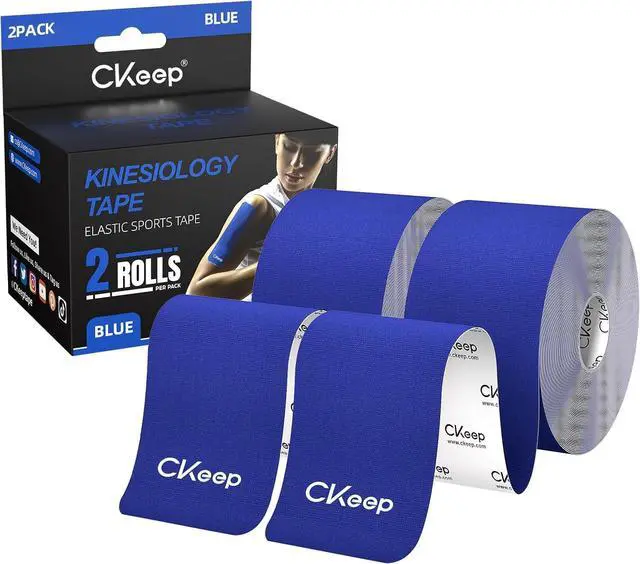 Main image of CKeep Kinesiology Tape, Uncut Premium Elastic Athletic Tape 2 Rolls, Blue | Original Cotton Latex Free Kinetic Tape, Breathable & Waterproof Sports Tape for Muscle and Joint Support, 2inch x 16ft