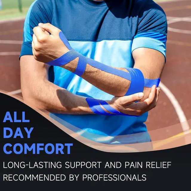 Alt view image 5 of 6 - CKeep Kinesiology Tape, Uncut Premium Elastic Athletic Tape 2 Rolls, Blue | Original Cotton Latex Free Kinetic Tape, Breathable & Waterproof Sports Tape for Muscle and Joint Support, 2inch x 16ft
