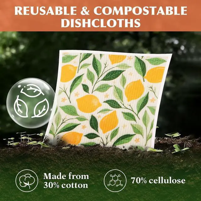 Alt view image 2 of 7 - Swedish Dishcloths for Kitchen, 6 Pack Reusable Paper Towels, Biodegradable Swedish Rags Dish Towels, Washable Absorbent Cellulose Sponge Cloths No Odor for Cleaning Home Kitchen