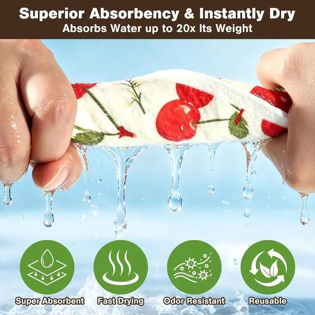 Alt view image 5 of 7 - Swedish Dishcloths for Kitchen, 6 Pack Reusable Paper Towels, Biodegradable Swedish Rags Dish Towels, Washable Absorbent Cellulose Sponge Cloths No Odor for Cleaning Home Kitchen