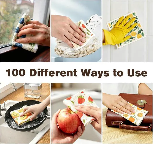 Alt view image 7 of 7 - Swedish Dishcloths for Kitchen, 6 Pack Reusable Paper Towels, Biodegradable Swedish Rags Dish Towels, Washable Absorbent Cellulose Sponge Cloths No Odor for Cleaning Home Kitchen