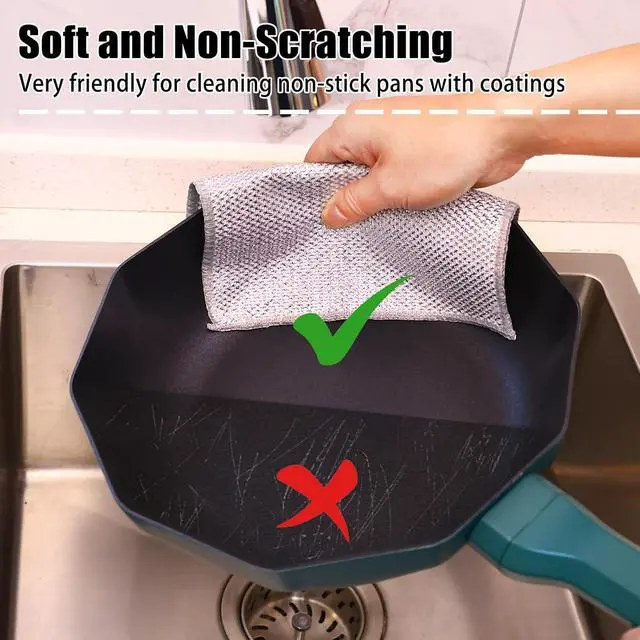 Alt view image 4 of 7 - Navona 12 Pcs New Upgrade Steel Wire Dishcloth,Triple-Layer Steel Wire Cleaning Cloth,Powerful Cleaning Non-Scratch Wire Dishcloth Rag for Cookware, Sinks, Dishes, Stove Tops